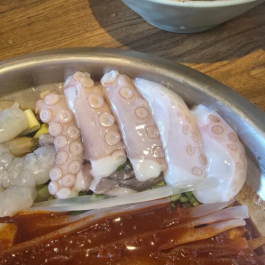 Nakgopsae filled with octopus, tripe, and shrimp