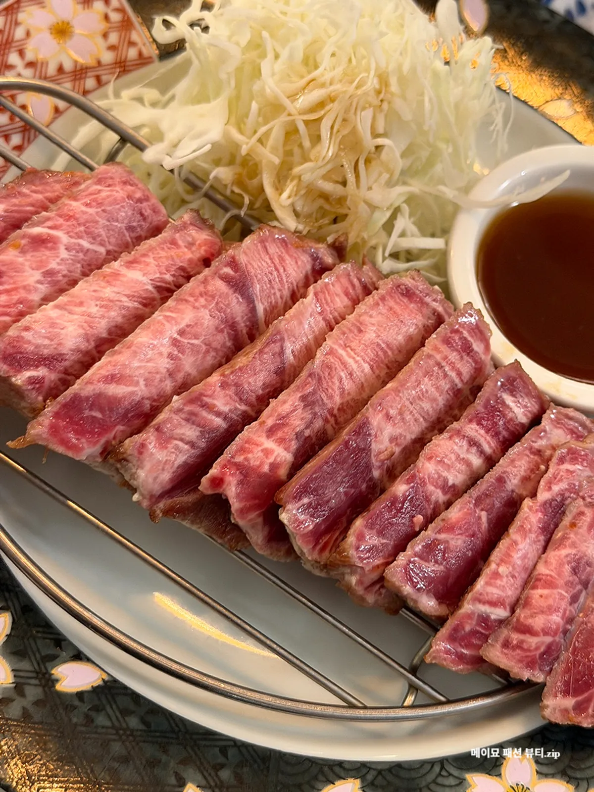 Medium-rare steak sirloin