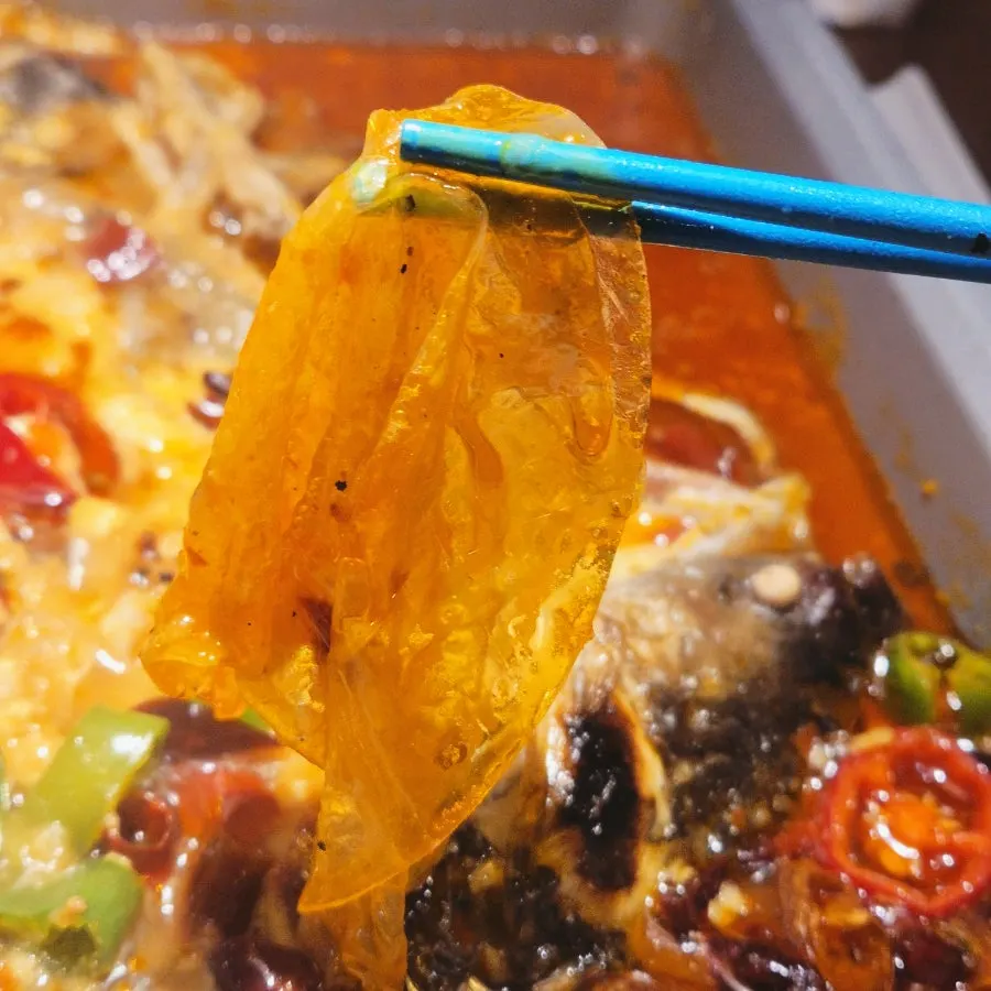 A cleaned piece of ningbo fish flesh