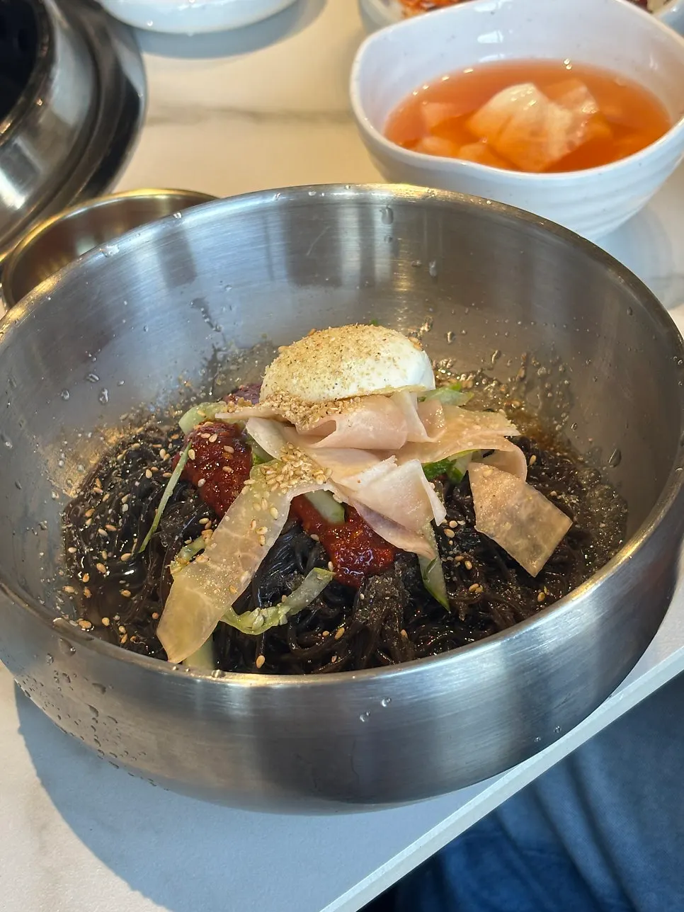 A grilled piece of hanwoo sirloin