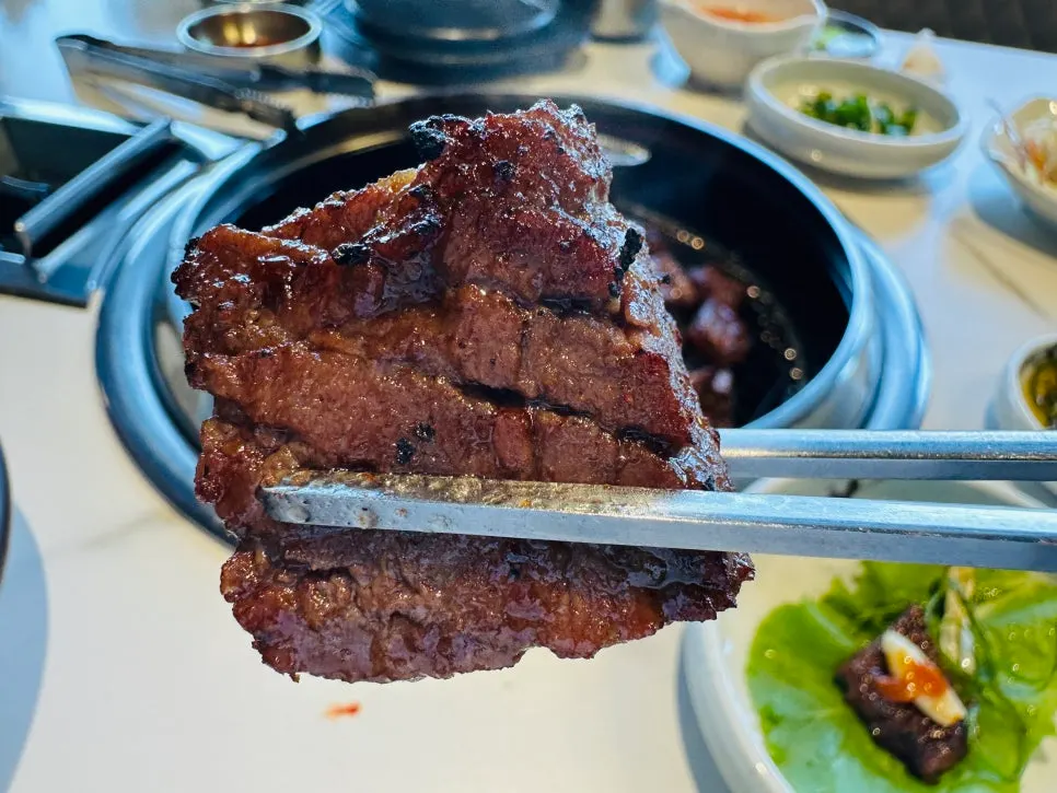 Marinated beef short ribs on charcoal