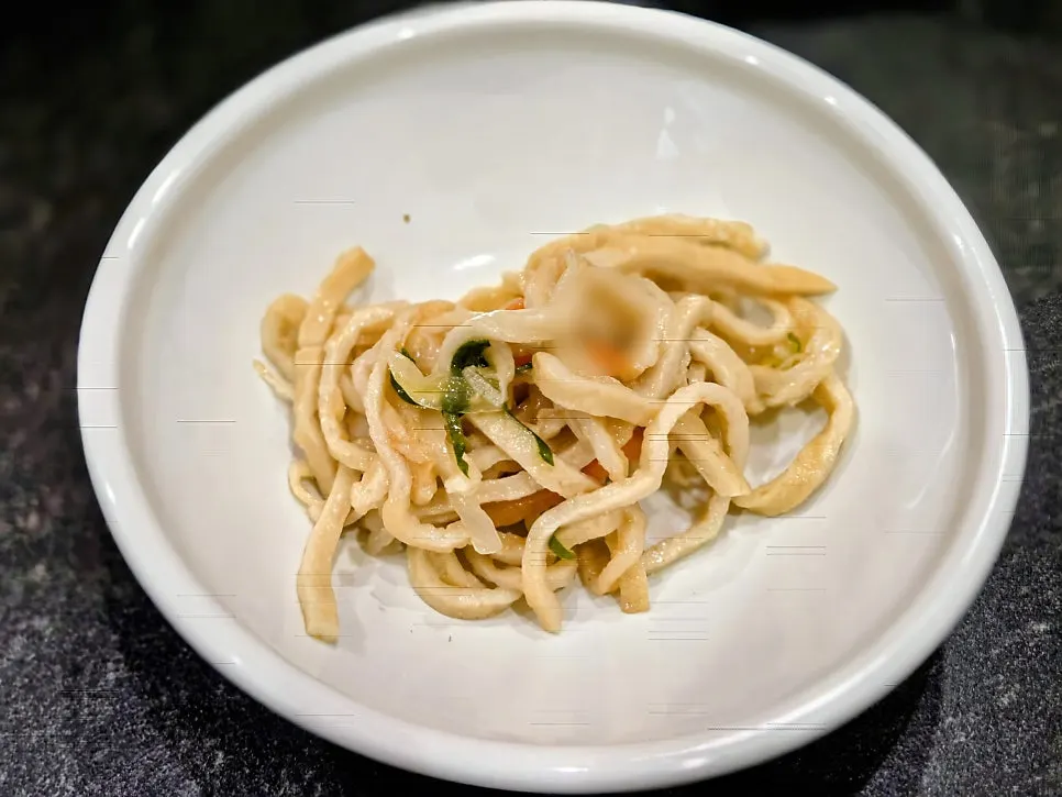 Seaweed soup served alongside the meal