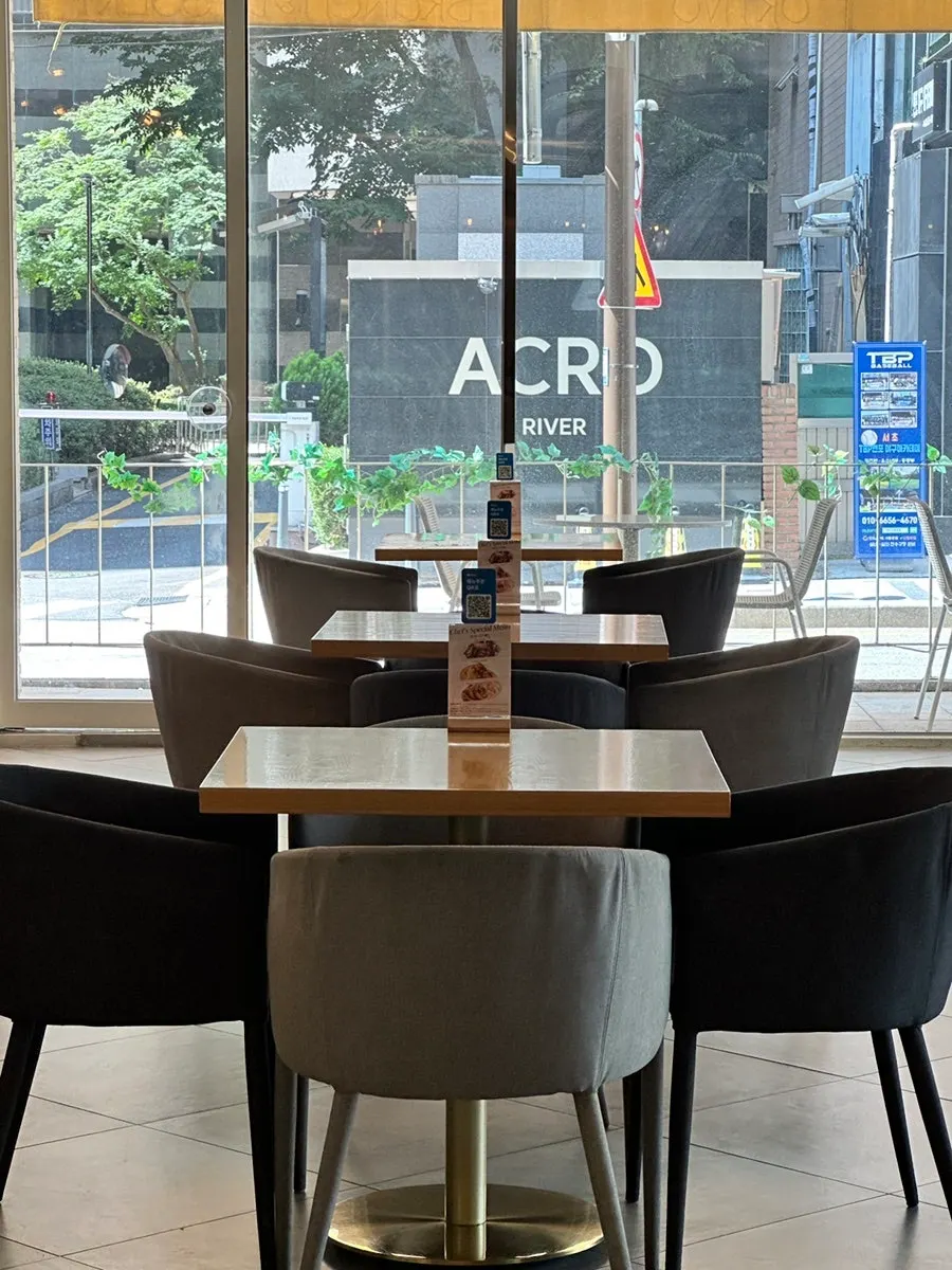 Restaurant interior with seating for different group sizes