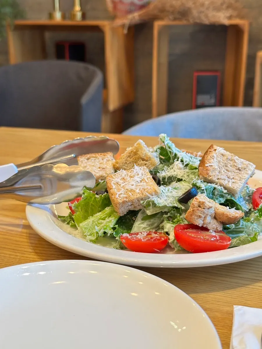 Caesar salad with croutons and cheese