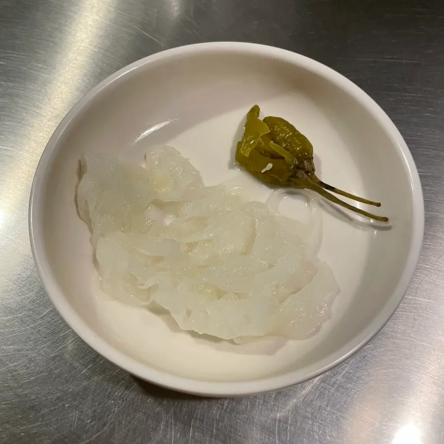 Pickled sides and roasted chili flakes