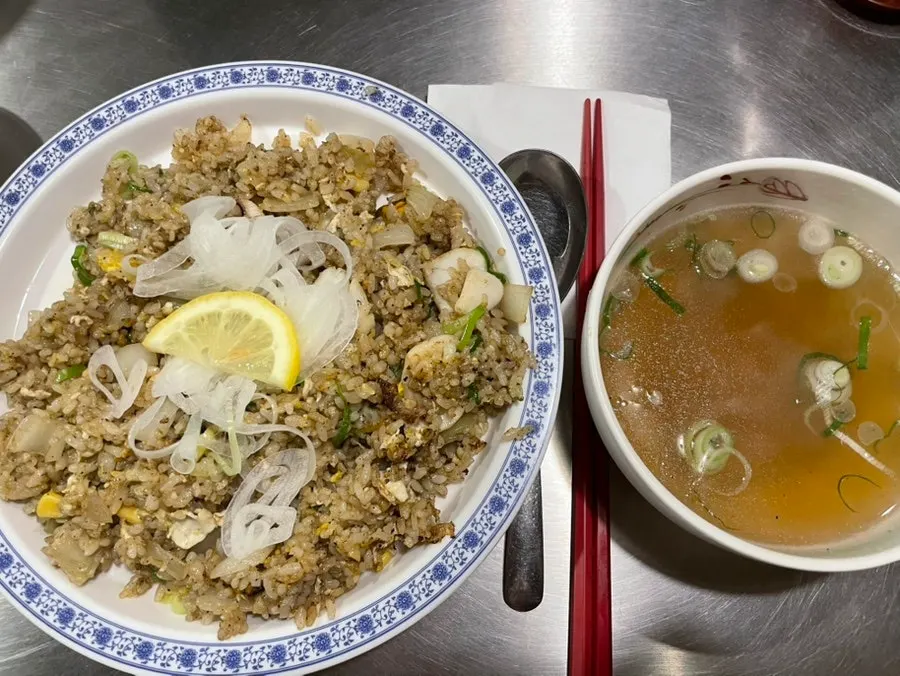 Fluffy, well-fried seafood fried rice