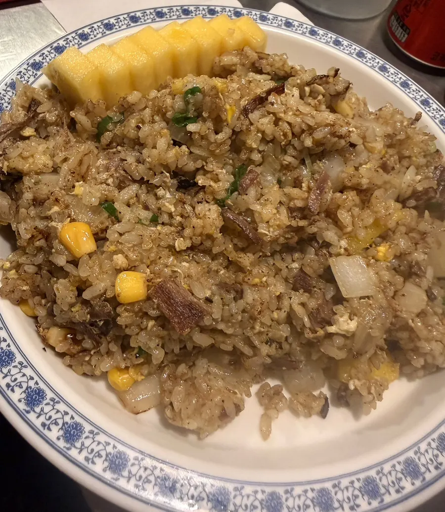 A plate of pineapple fried rice at Bangbaedong Ssalguksu