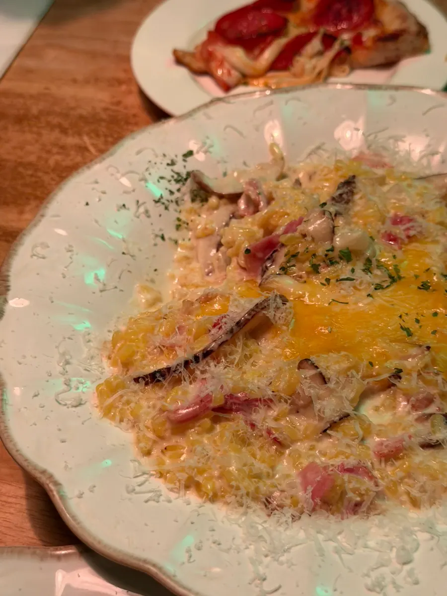 Rich bacon cream risotto