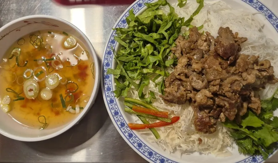 Combo pho with brisket, beef belly and tenderloin