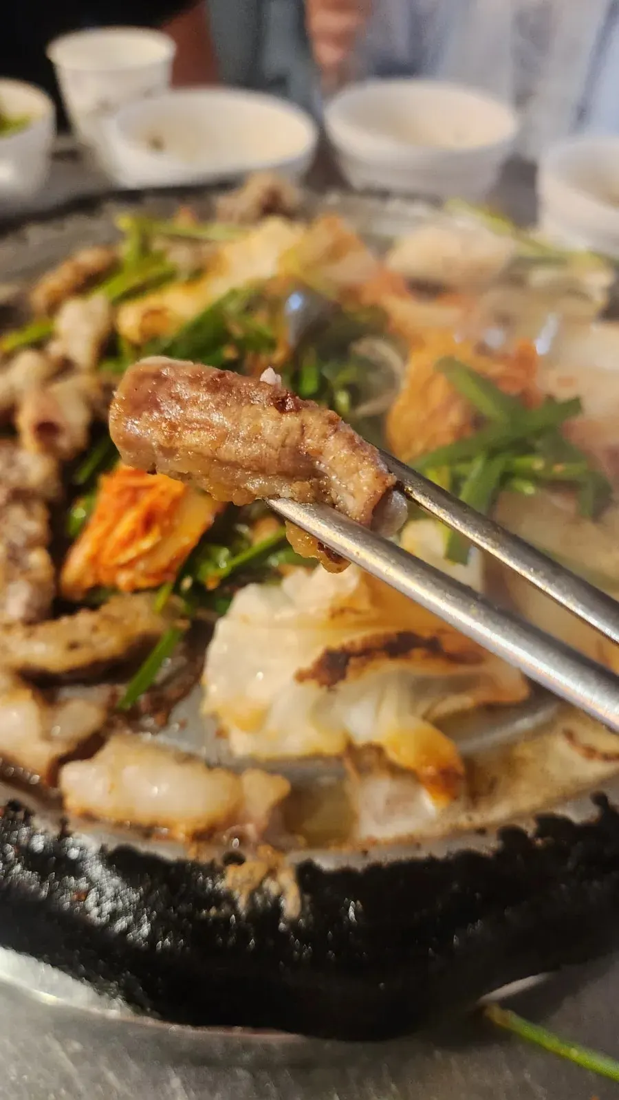 Close-up of golden, well-grilled beef gopchang