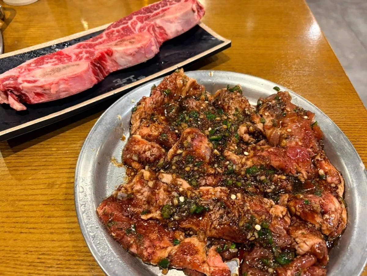 Meat side dishes available from the self-service bar