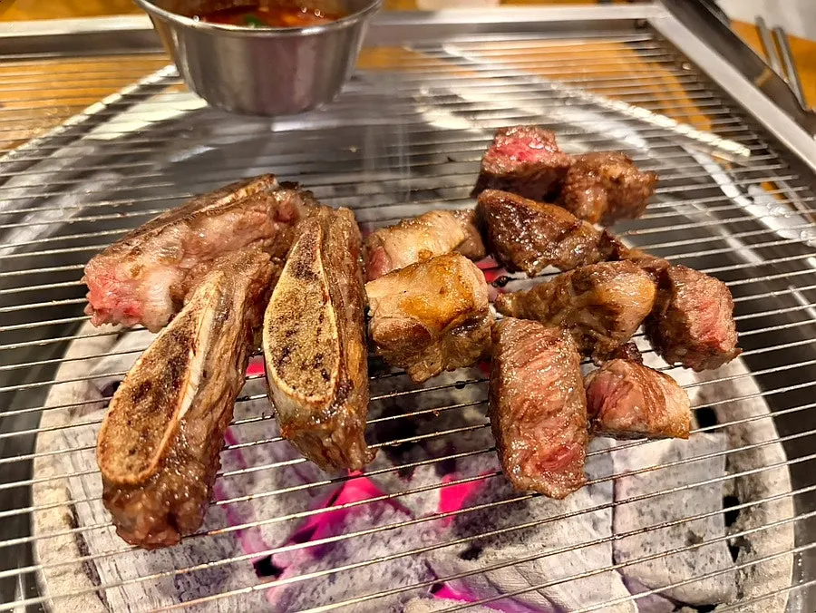 Odol Galbi coated in brown marinade