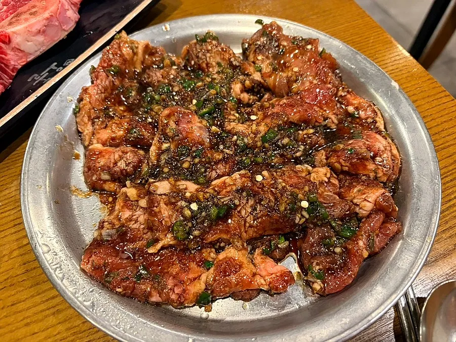 Snowflake Galbi cooked over charcoal