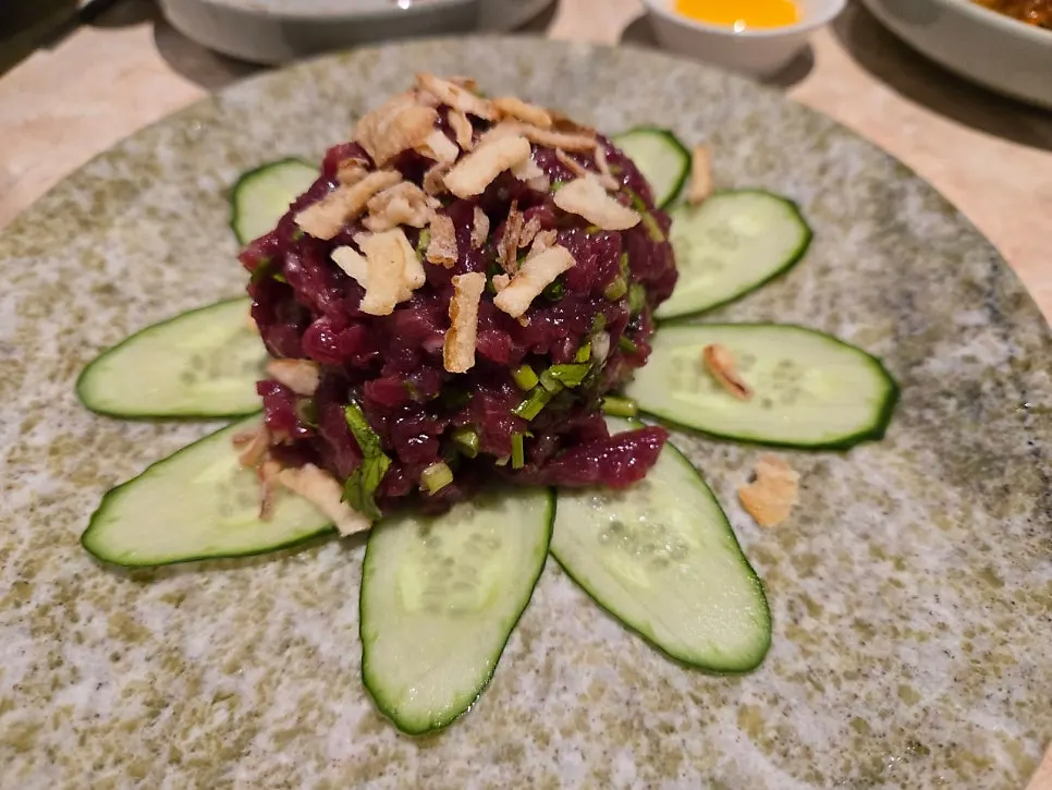 Close-up of a side dish plate at Yukmong Bangi Direct Branch