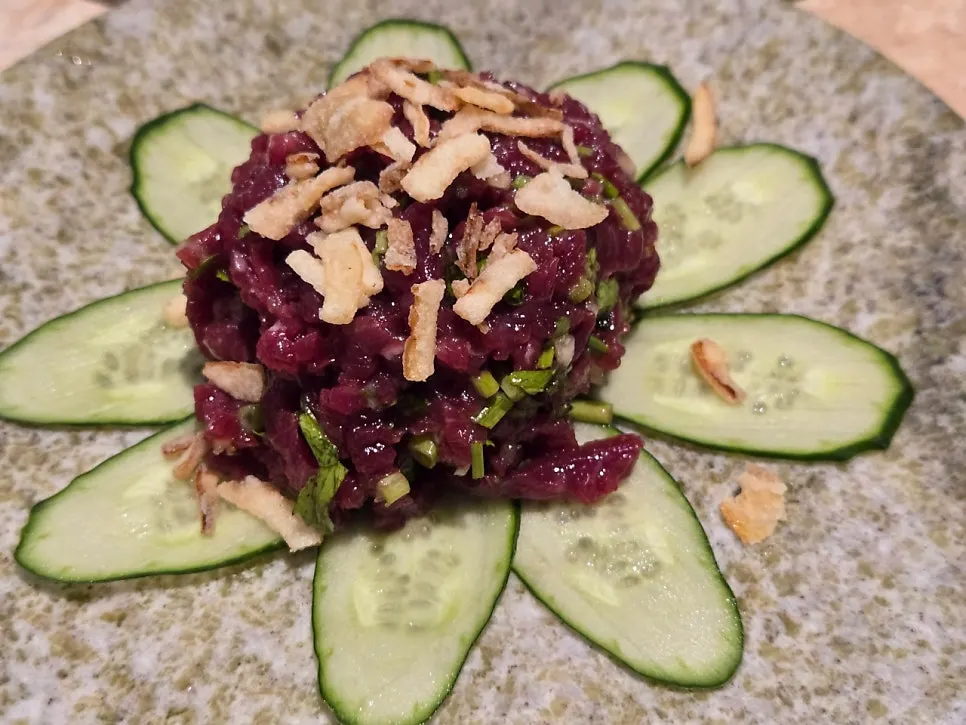 Well-seasoned beef tartare at Yukmong Bangi Direct Branch
