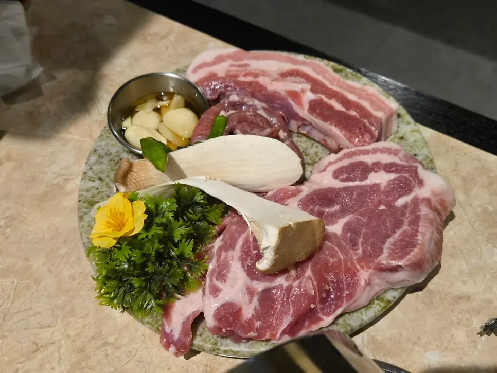 Korean pork sampler on the grill