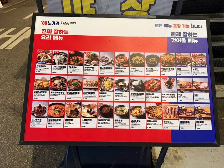 Menu board posted outside 88 Nogari