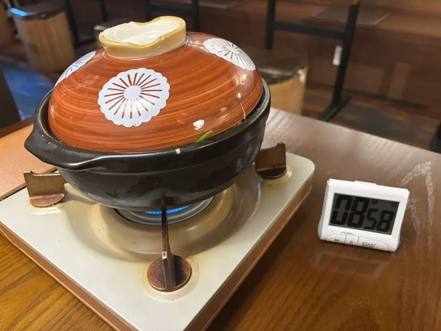 Gopchang jeongol boiling at the table