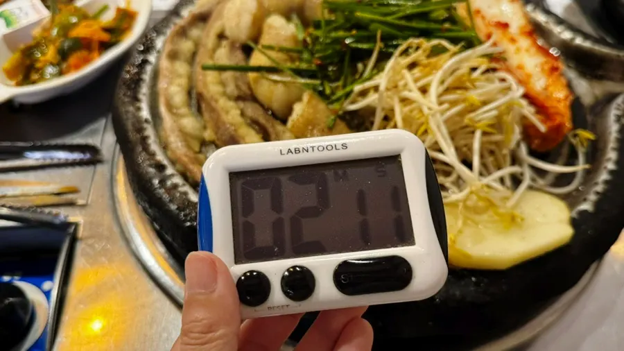 Timer showing the grilling time