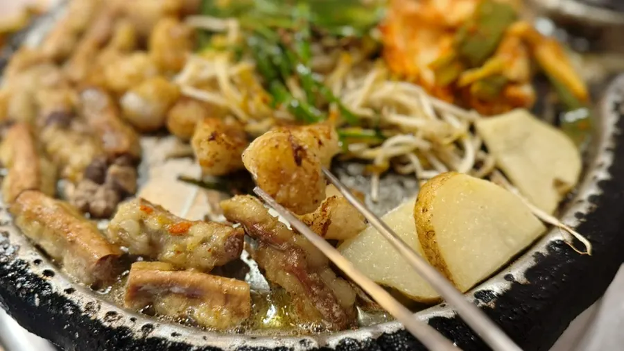 Plate of pickled minari garlic sauce