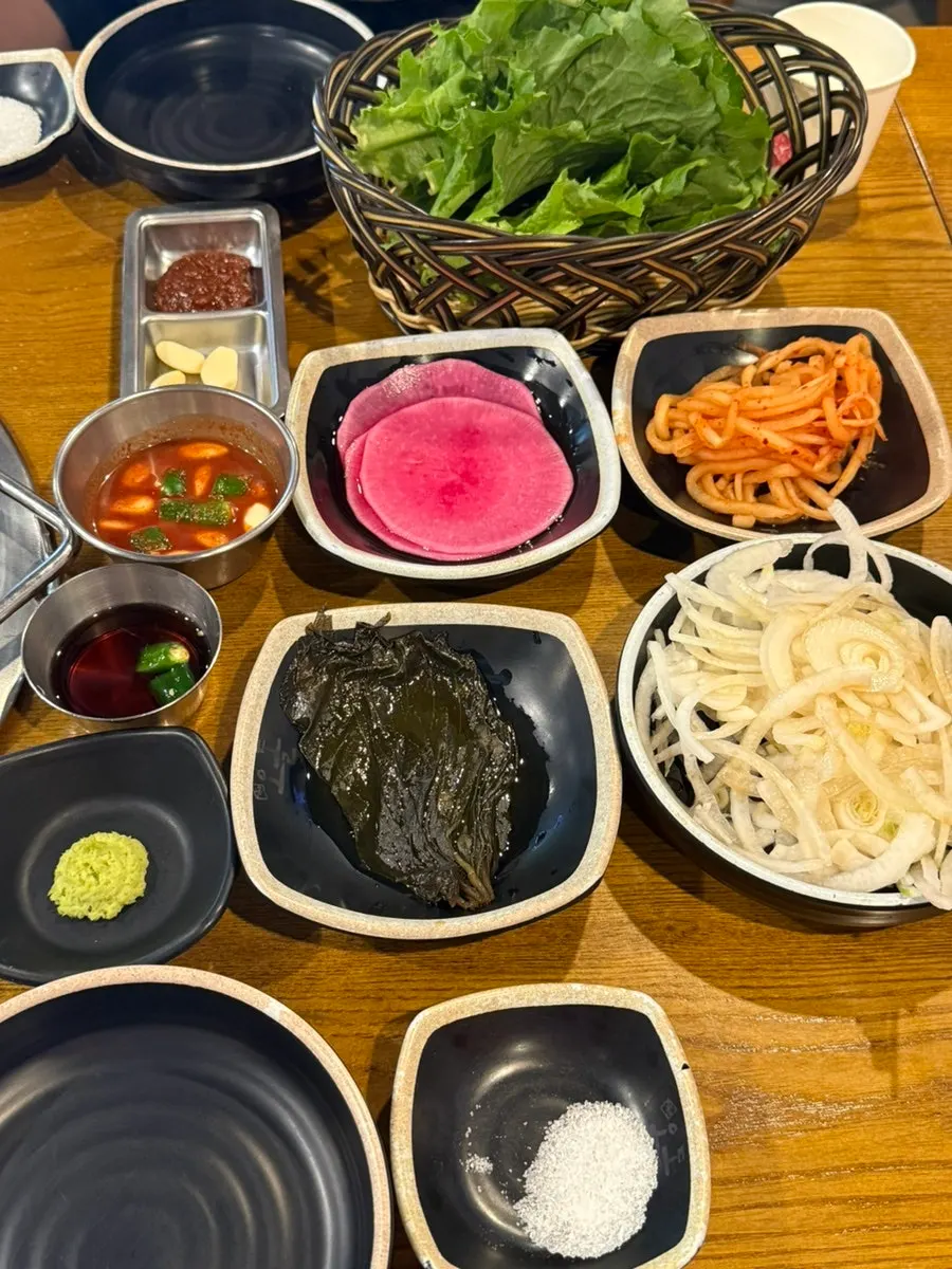 Basic side dishes and grill set on the table