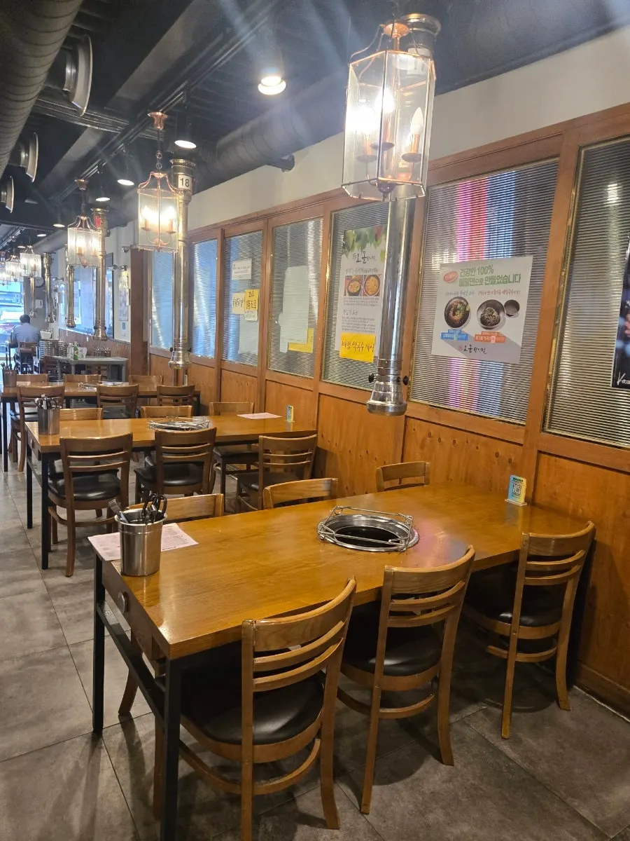 Interior of the restaurant busy during dinnertime