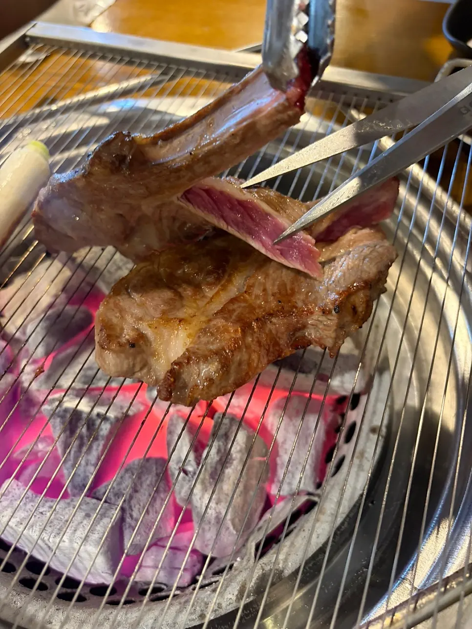 Lamb ribs on the grill