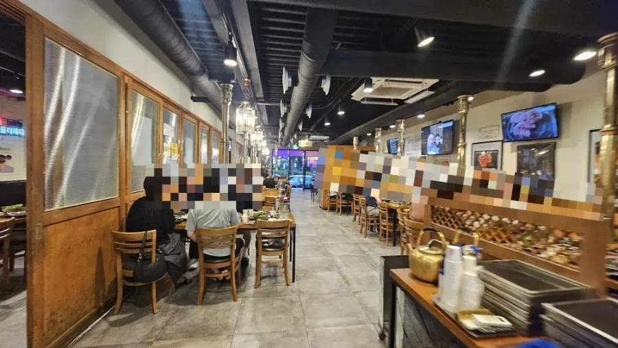 Spacious, clean interior of the restaurant
