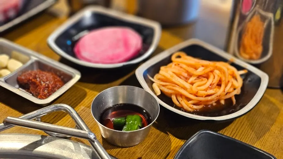 Neatly arranged side dishes