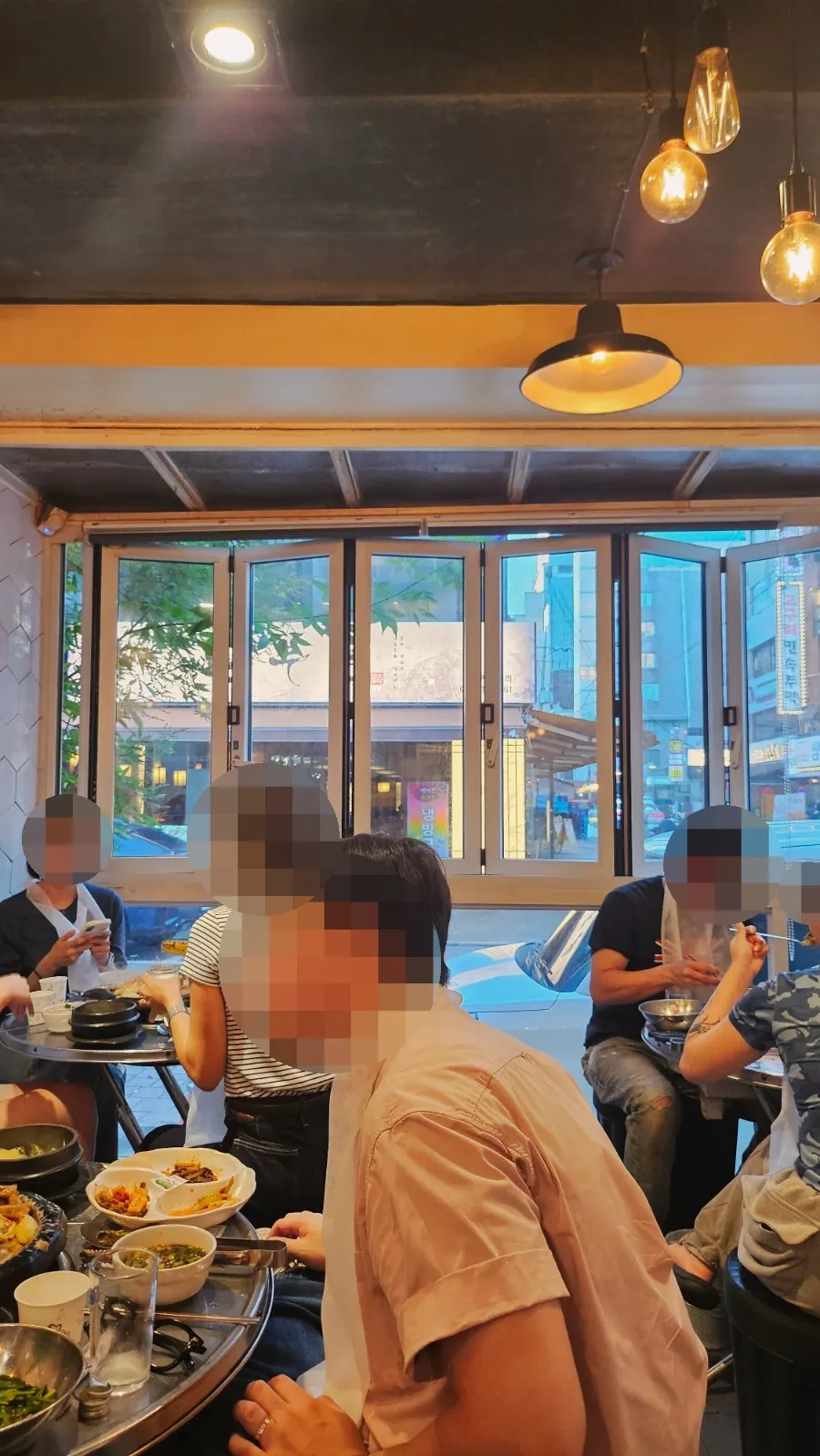 Interior of Jinseong Hanwoo Gopchang on a weekend evening