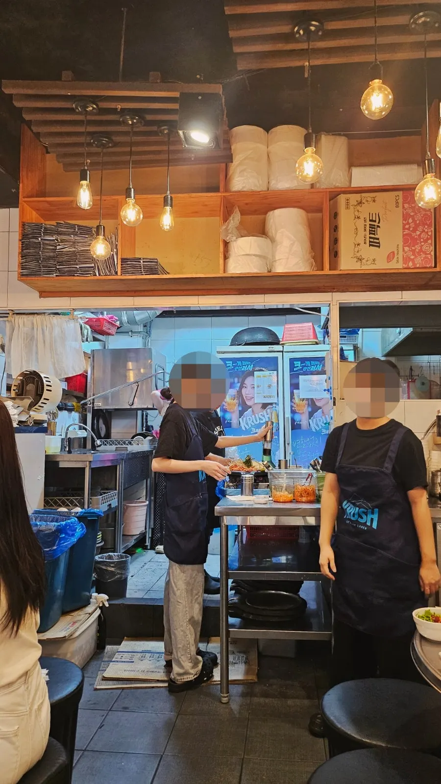 Seating area inside the gopchang restaurant