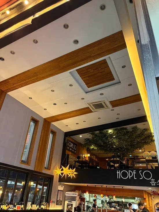 Hope So interior with high ceilings