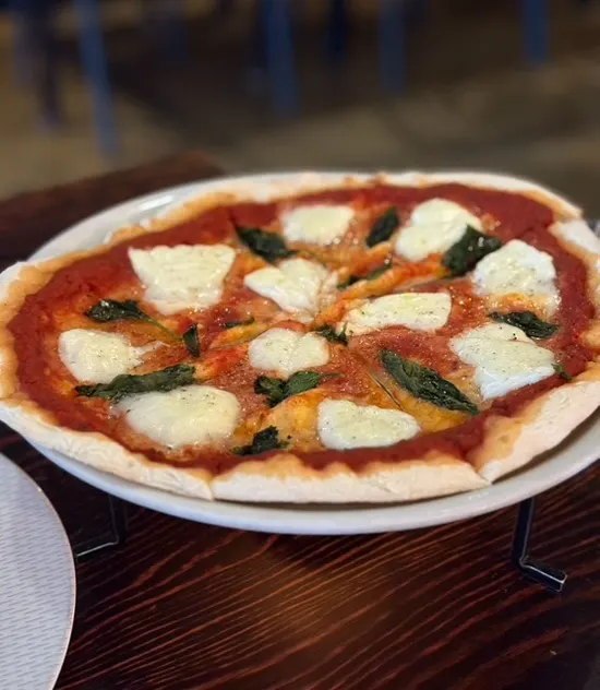 Margherita pizza and beef brisket risotto