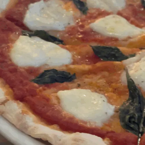 Margherita pizza with tomato sauce and mozzarella