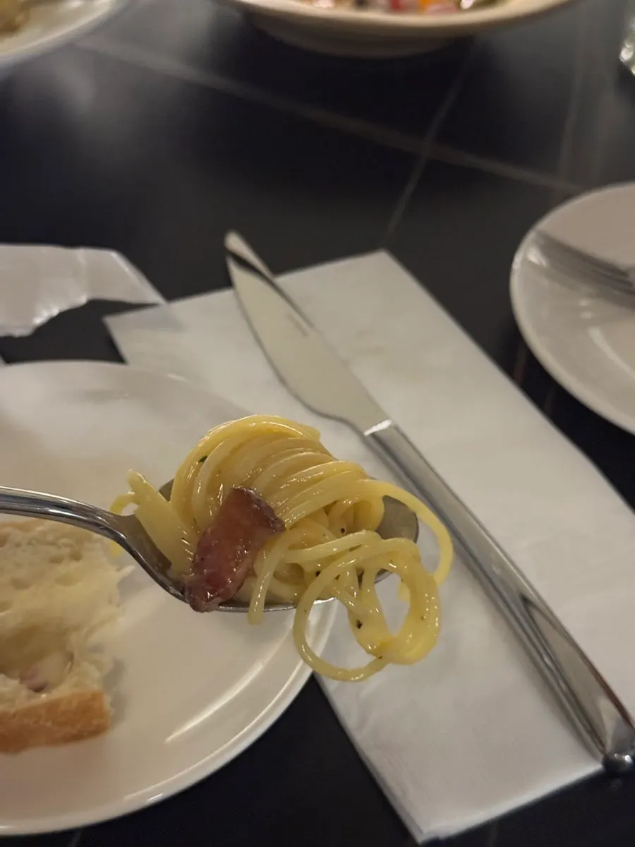 Carbonara with egg-yolk cream