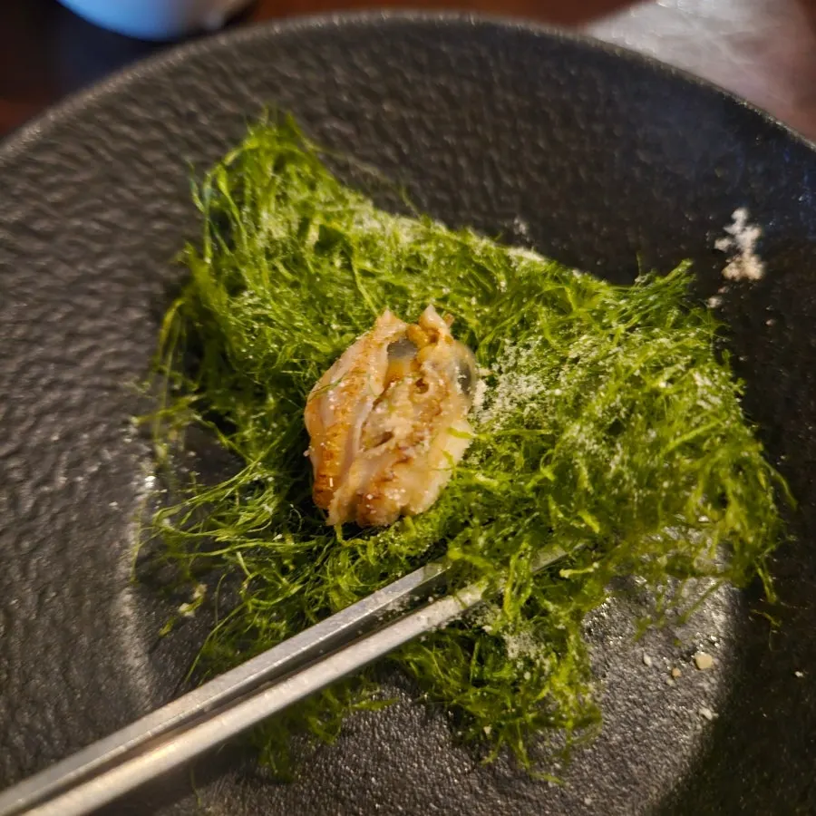 Drinking dish with seafood and vegetables