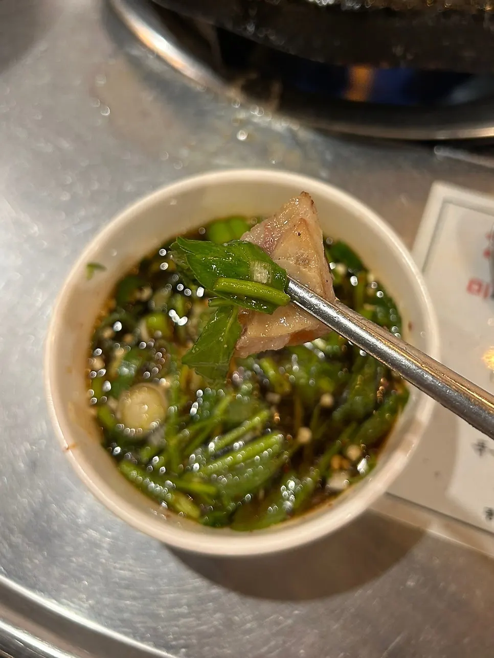 A pan of golden-brown grilled gopchang