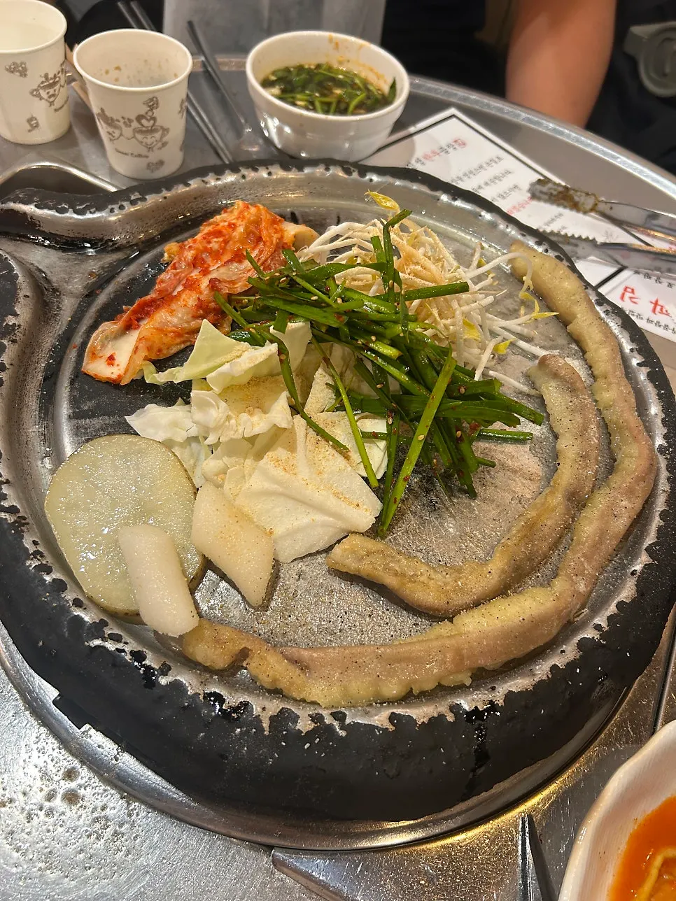 Gopchang with kimchi and sauce