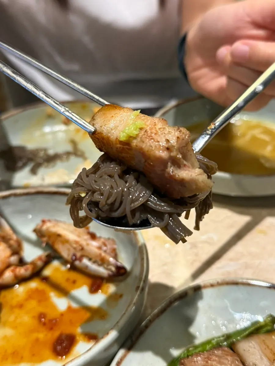 Juicy Korean pork galbi samgyeop
