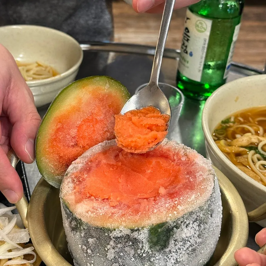 Cold, sweet watermelon sherbet