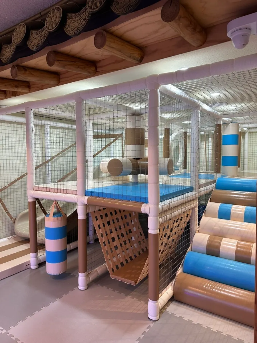 Playroom with an arcade machine and play structure