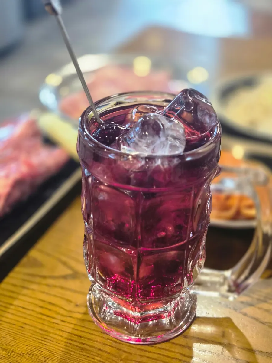 Bokbunja highball and meat table setting