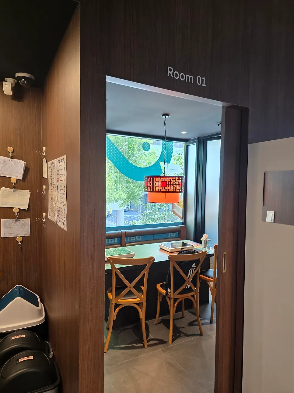 Private room entrances along the hallway