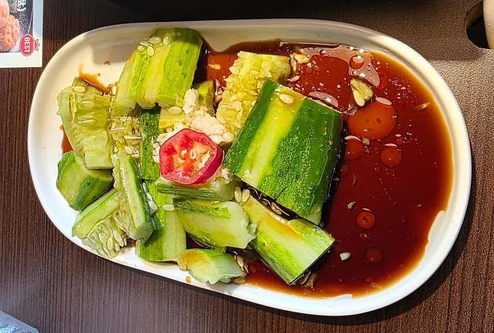 Cucumber salad (oitangtangi) provided through the review event