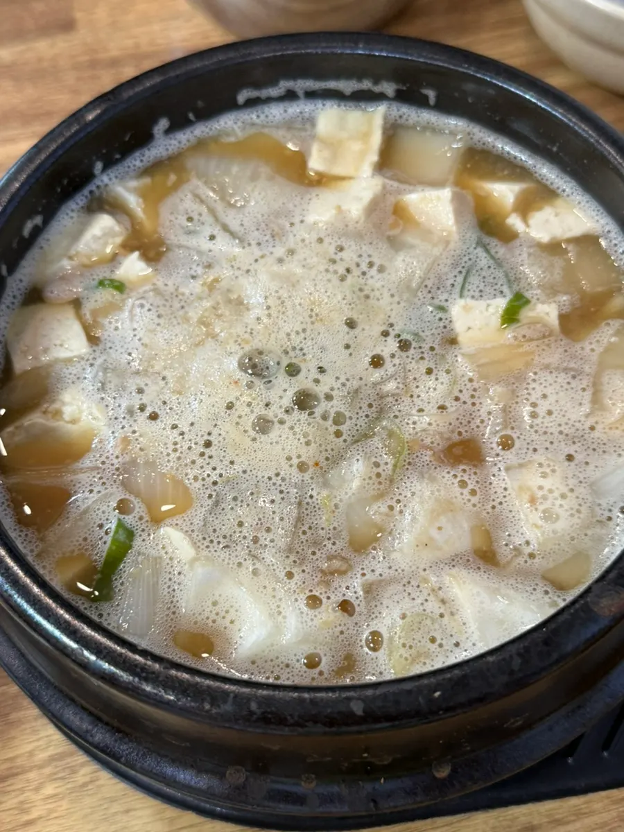 The country cheonggukjang stew served first
