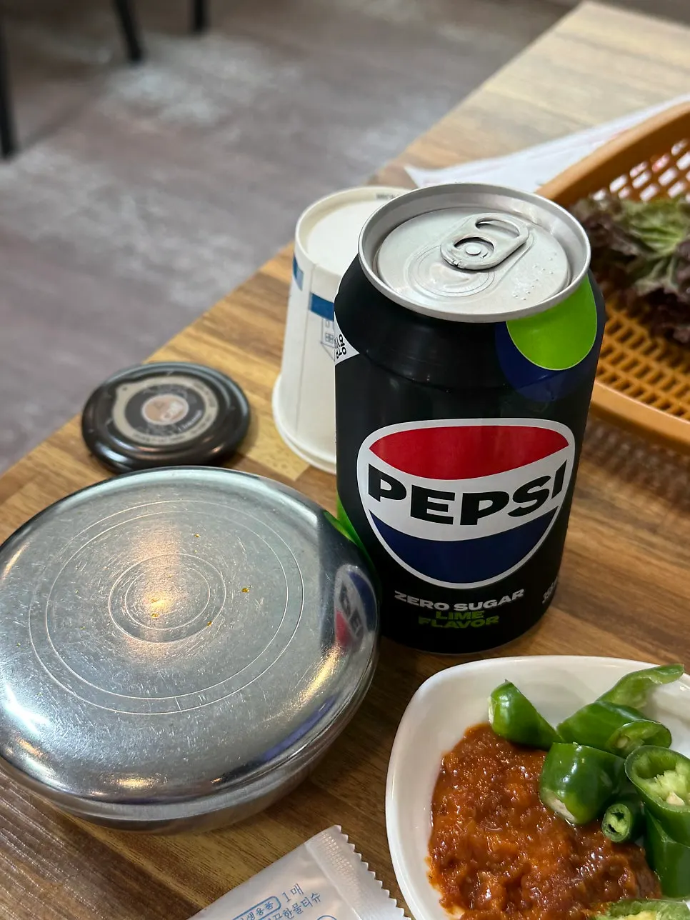 Table cleared after the meal with rice