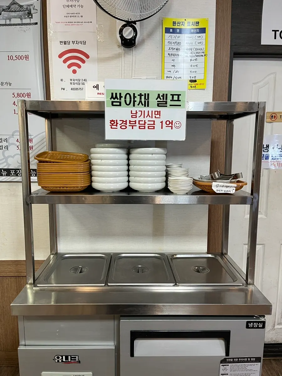 Self-serve ssam vegetable bar at Banwoldang Bujasikdang
