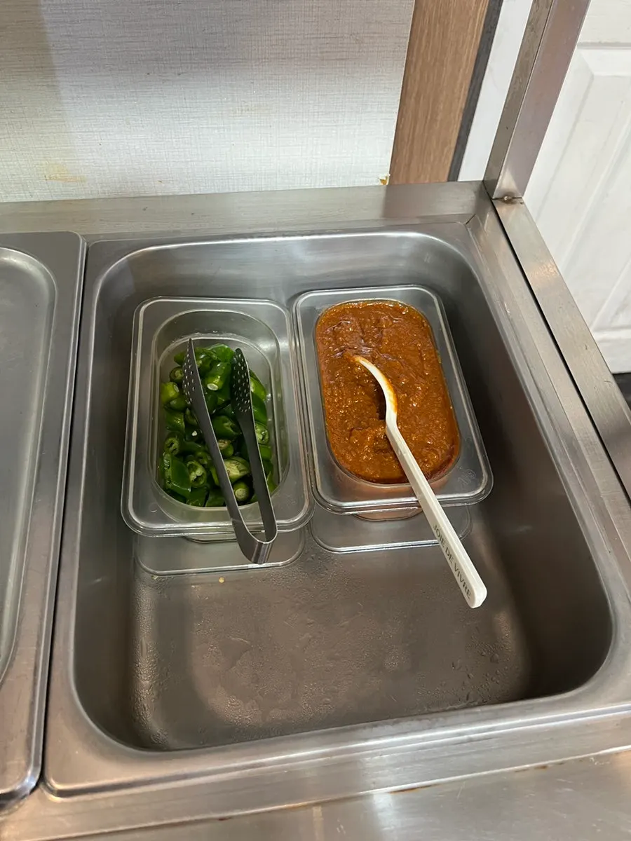 Pepper and ssamjang corner of the self-serve bar