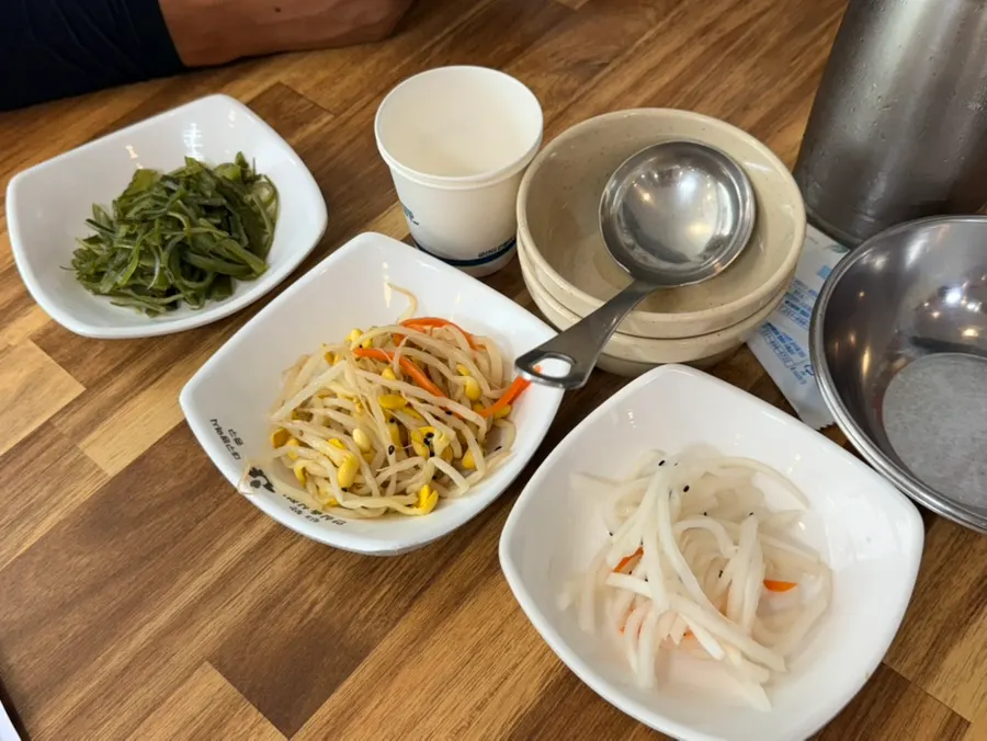 Full Korean table setting with basic side dishes