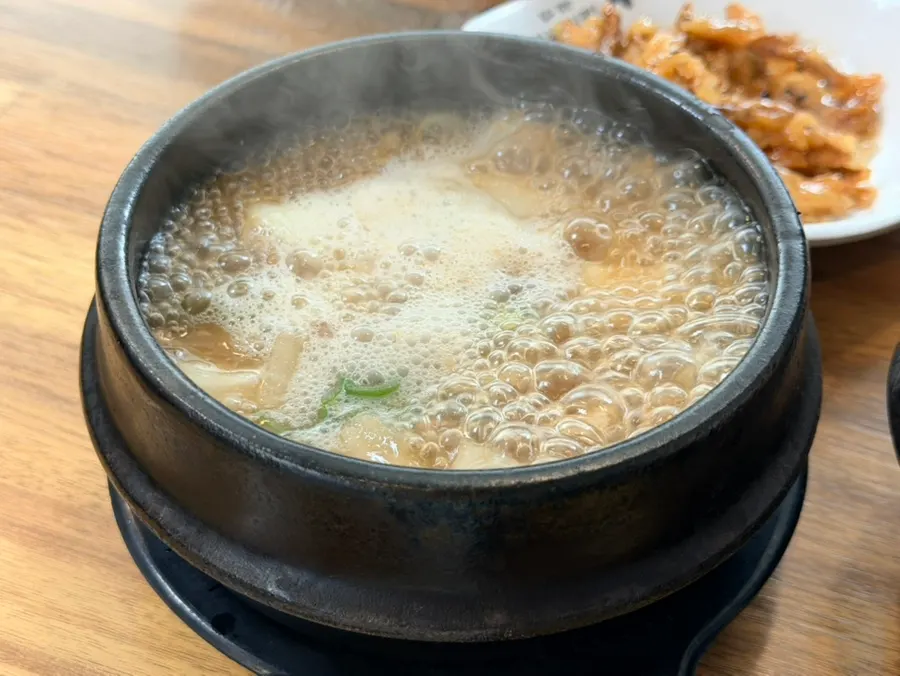 Cheonggukjang stew served alongside the meal